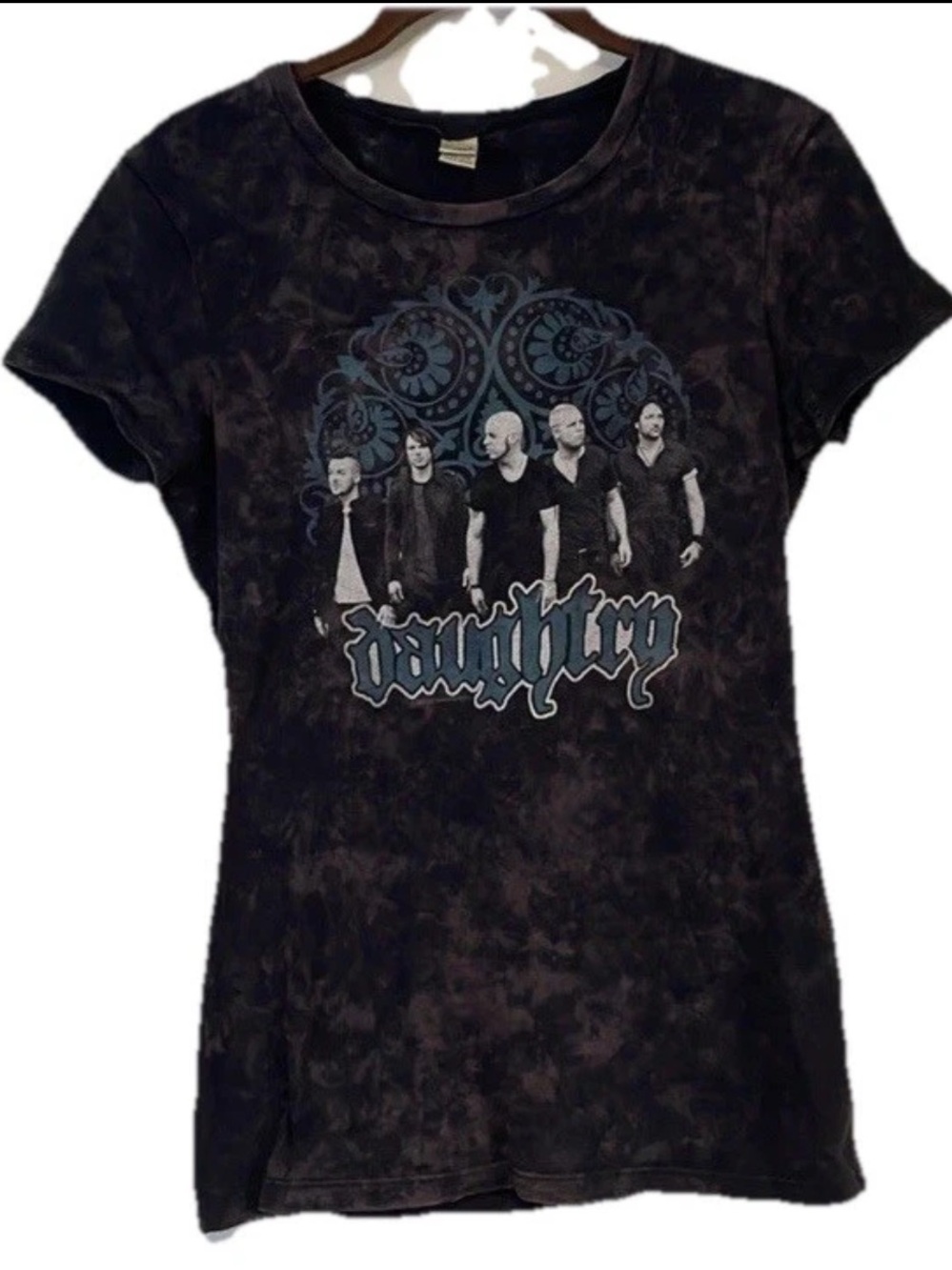 Y2K Daughtry Band Tee T-Shirt Med Black Kavio Grunge Alt Biker Music Rock-n-roll